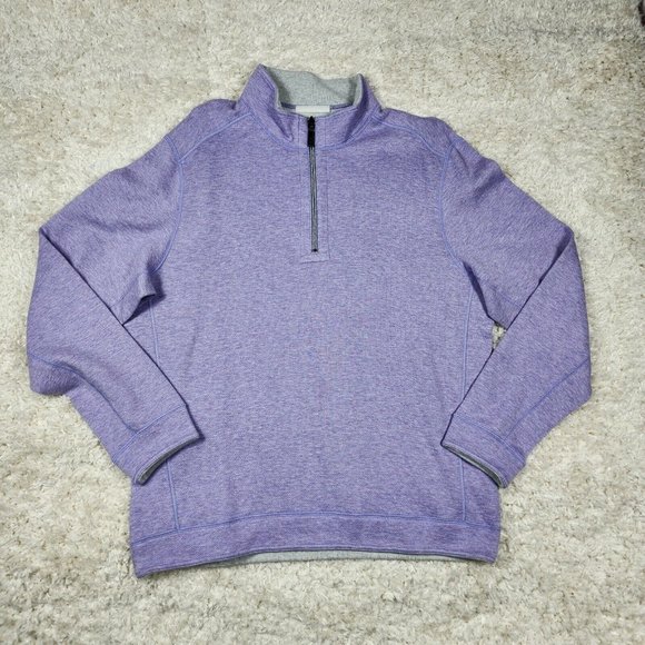 Tommy Bahama Reversible Sweater Mens Adult Large Violet Half Zip Flipshore Top - Picture 1 of 11